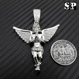 HIP HOP ICED OUT RAPPER STYLE LAB DIAMOND WHITE GOLD PLATED BABY ANGEL PENDANT