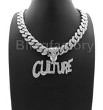 Hip Hop Migos CULTURE & 12mm 18" Full Iced out Cuban Link Choker Chain Necklace