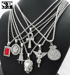 Hip Hop Iced Mini Hot selling 7 pendants Rapper Collection Necklace Combo Set