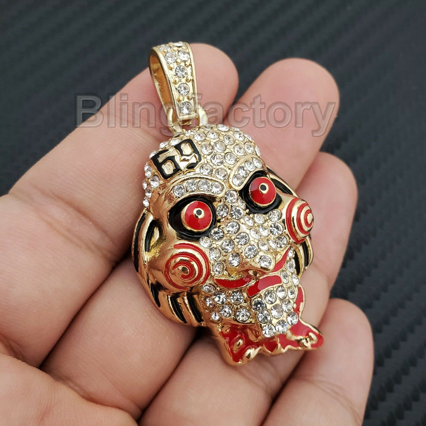 Hip Hop Iced out Tekashi69 Jigsaw pendant w/ 10mm 24" Gucci Chain Necklace