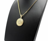 Iced Out Gold PT FREEMASON Masonic Pendant & 2mm 24" Box Chain Hip Hop Necklace
