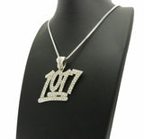 Iced Out Rapper's Number 1017 Pendant & 24" Box, Cuban Chain Hip Hop Necklace