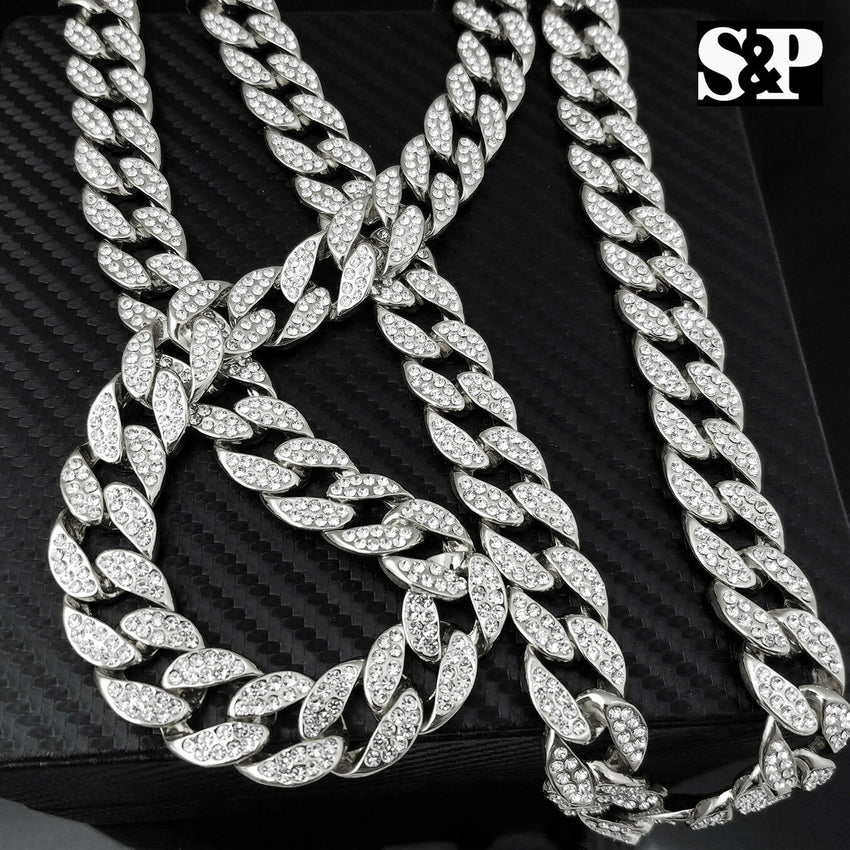 Hip Hop Quavo Full Iced Out 16",18", 24", 30" Miami Choker Cuban Link Necklace