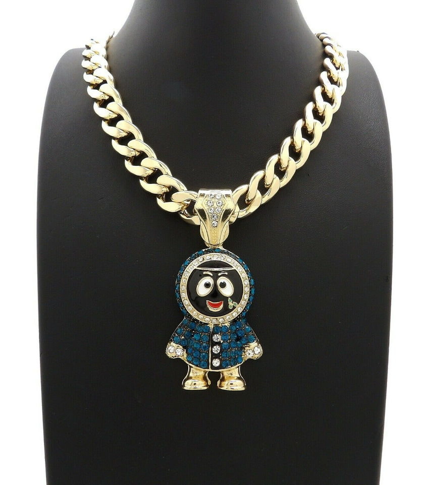 Hip Hop Iced out Eskimo Pendant & 11mm 20" Miami Cuban Choker Chain Necklace