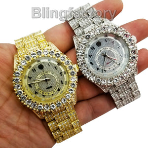 Men's Iced out Luxury Rapper's Lab Diamond Metal Band Dress Clubbing wrist Watch