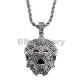 Hip Hop Iced Out Lion Head Lab Diamond Pendant & 5mm 30" Rope Chain Necklace