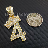 Iced out Fashion 14K Gold plated Lab Diamond 0 ~ 9 Crowned Number Pendant Charm