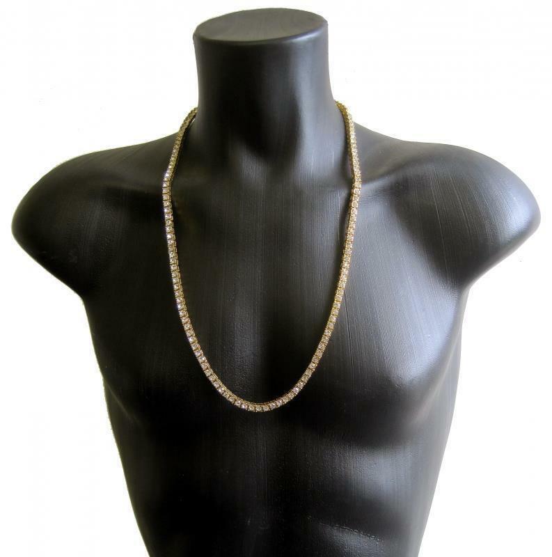 LUXURY ICED OUT 1 ROW SIMULATED LAB DIAMOND 24" TENNIS CHAIN HIP HOP NECKLACE