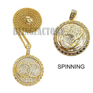 Iced out QC Spinning Medal Pendant 24