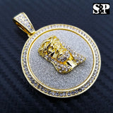 HIP HOP ICED OUT LAB DIAMOND GOLD PLATED JESUS FACE MEDALLION PENDANT
