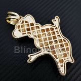 HIP HOP ICED OUT 14K GOLD PLATED LAB DIAMOND RAPPER'S LARGE DOUGHBOY PENDANT