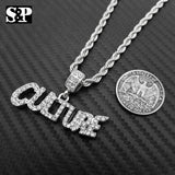 Hip Hop Migos Iced out CULTURE, YRN Pendants & Box, Rope Chain 2 Necklace set