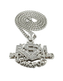 Iced Out Hip Hop Brick Squad Monopoly BSM Pendant & 5mm 24" Cuban Chain Necklace