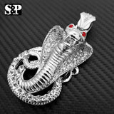 HIP HOP ICED LAB DIAMOND WHITE GOLD PLATED RAPPER LARGE COBRA SNAKE PENDANT