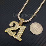 Hip Hop Iced Out SAVAGE 21 Pendant & 1 Row Diamond Tennis Chain Necklace