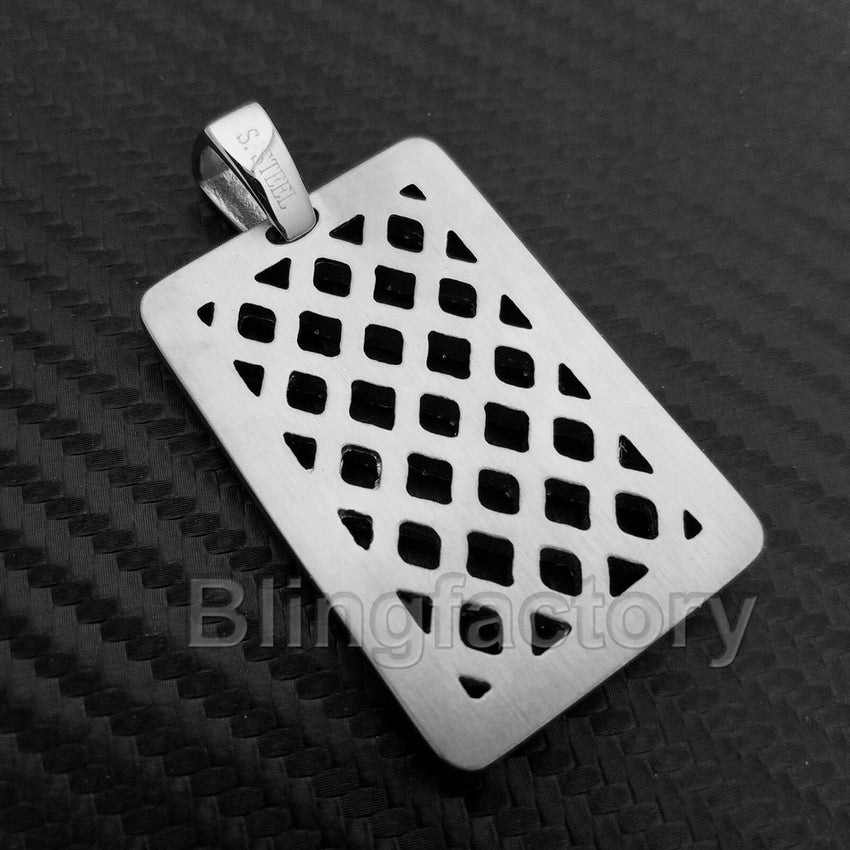 HIP HOP ICED OUT STAINLESS STEEL LAB DIAMOND URBAN STYLE SQUARE PENDANT