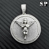 HIP HOP ICED LAB DIAMOND WHITE GOLD PLATED BABY ANGEL MEDALLION PENDANT