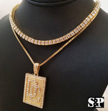 Hip Hop Quavo Choker 16" 1 ROW DIAMOND TENNIS CHAIN & DREAM CHASERS Necklace Set