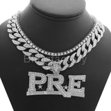 Young Dolph PRE Pendant & 18" Full Iced Cuban & 1 ROW DIAMOND Choker Chain Necklace Set