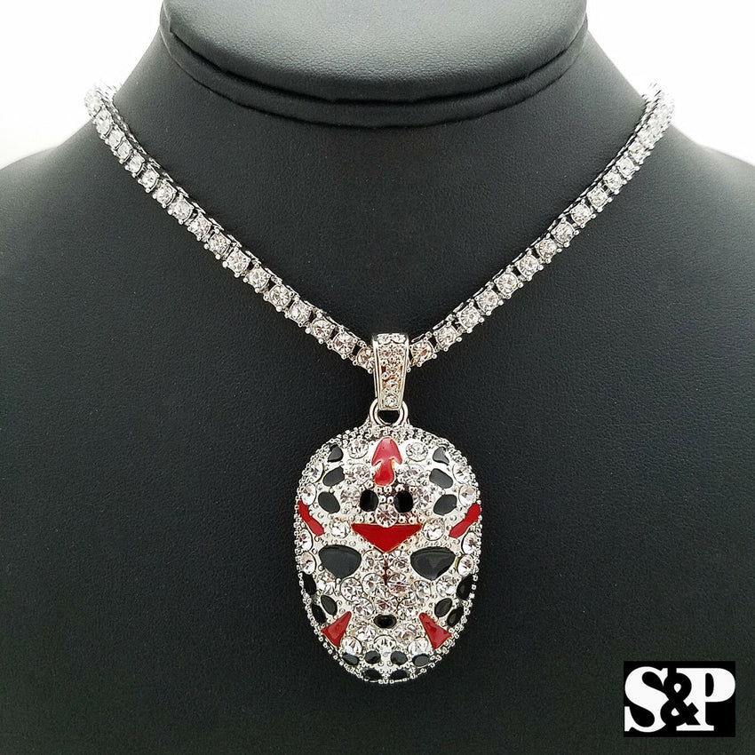 Hip Hop Slaughter Gang w/ 1 ROW DIAMOND & 18" Full Iced Cuban Choker Chain Set
