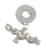 Iced Out Snake wrapped Cross Pendant 24" Box, Cuban, Rope Chain Hip Hop Necklace