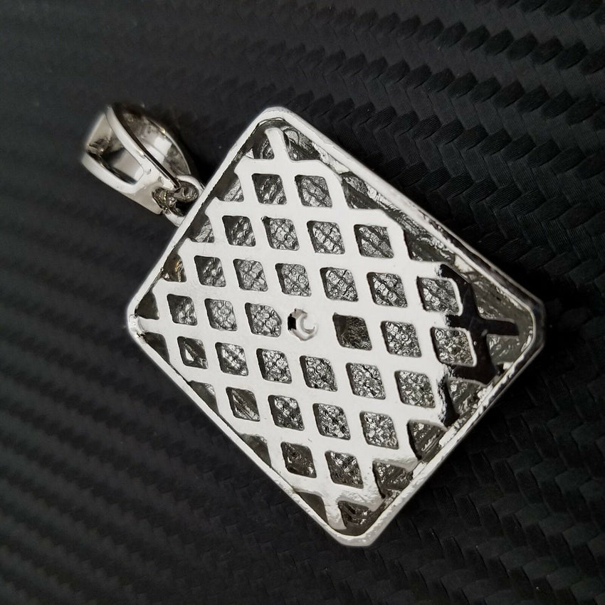 HIP HOP FULL ICED OUT LAB DIAMOND WHITE GOLD PLATED BLING LARGE SQUARE PENDANT