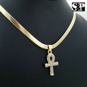 Unisex Hip Hop Iced Out Ankh Pendant w/ 5mm 20