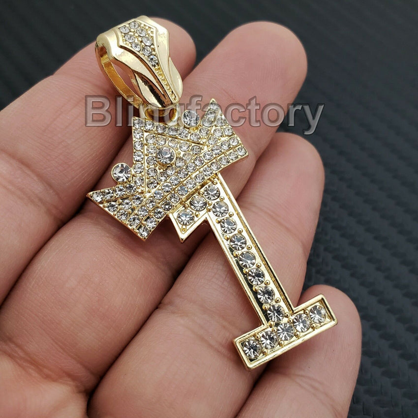 Iced out Fashion 14K Gold plated Lab Diamond 0 ~ 9 Crowned Number Pendant Charm