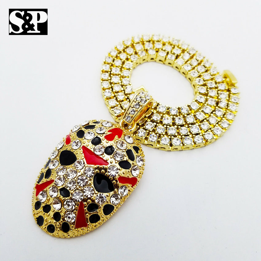 Hip Hop Slaughter Gang w/ 18" Full Iced Gucci & 1 ROW DIAMOND Choker Chain Set