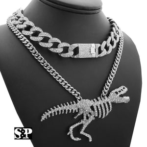 Hip Hop T-REX Skeleton Necklace & 18