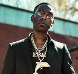 HIP HOP ICED OUT YOUNG DOLPH PRE & DOLPHIN PENDANT & 24", 27" CHAIN NECKLACE