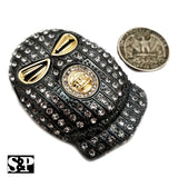 Mens Hip Hop Gun Metal Black Goon Mask Pendant & 1 Row 18" Tennis Chain Necklace