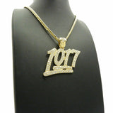 Iced Out Bling Number 1017 Pendant & 24" Box, Rope, Cuban Chain Hip Hop Necklace