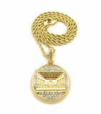 Hip Hop Gold Last Supper Pendant & 24" Rope, Box, Cuban Link Chain Necklace