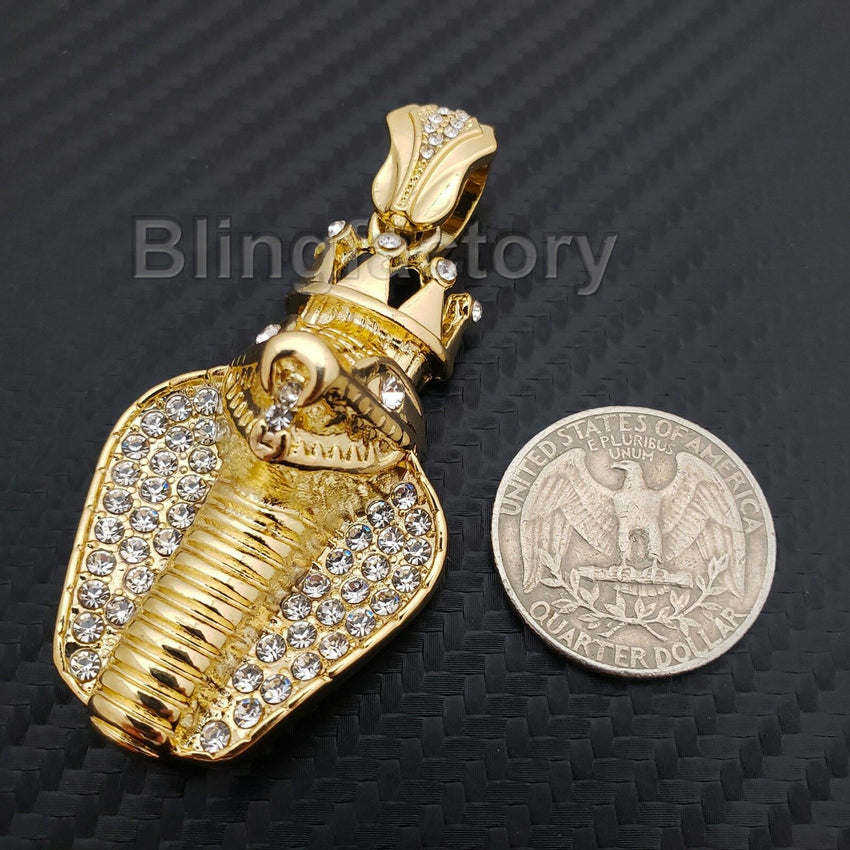 Hip Hop Iced out King Crowned Cobra Pendant & 18" 1 Row Tennis Choker Chain Necklace