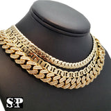 Hip Hop Gold plated Quavo 20" Choker Cuban, Gucci 3 Choker Chain Necklace Combo Set