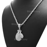 Hip Hop Iced out Muhammad Ali Boxing Glove Pendant & 4mm 24" Rope Chain Necklace
