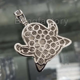 ICED OUT HIP HOP BRASS WHITE GOLD PLATED MICRO PAVE EMOJI GHOST PENDANT