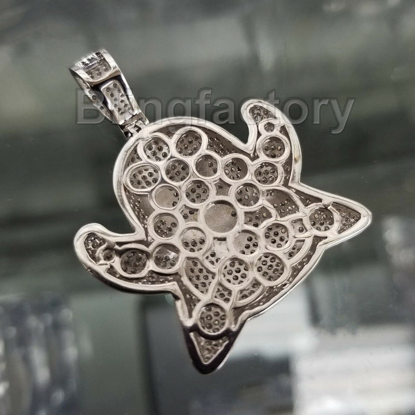 ICED OUT HIP HOP BRASS WHITE GOLD PLATED MICRO PAVE EMOJI GHOST PENDANT