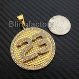 Iced out Hip Hop Stainless steel Gold Tone Number 23 Medal Charm Pendant