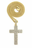 Hip Hop Full Iced Shiny Cross Pendant & 24" Box, Cuban, Rope Chain Necklace