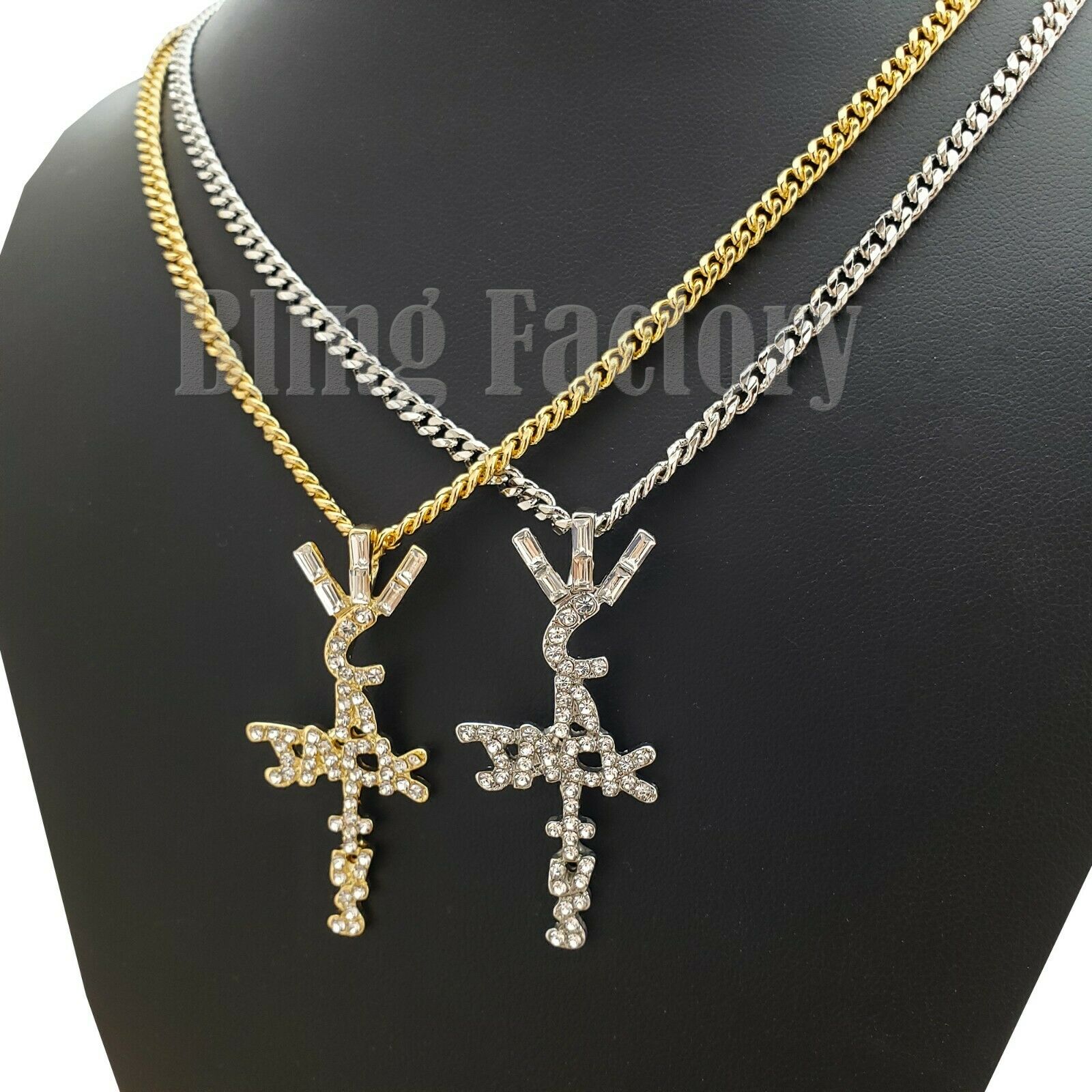 Hip Hop Iced Travis Scott Cactus Jack Cross Pendant & 24