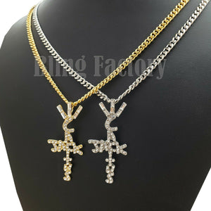 Hip Hop Iced Travis Scott Cactus Jack Cross Pendant & 24