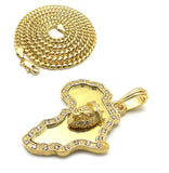Iced Out Africa Lion King Pendant & 24" Box, Cuban, Rope Chain Hip Hop Necklace