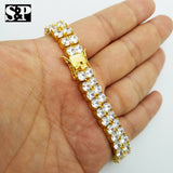 Hip Hop Iced out Premium Quality 2 Row Lab Diamonds Brass Bracelet