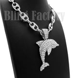 Iced out Hip Hop YOUNG DOLPH Dolphin Pendant & 20" 24" 30" Marina Chain Necklace