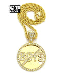 ICED OUT 'NO BOYS ALLOWED' PENDANT & 5mm 20" ROPE CHAIN HIP HOP NECKLACE