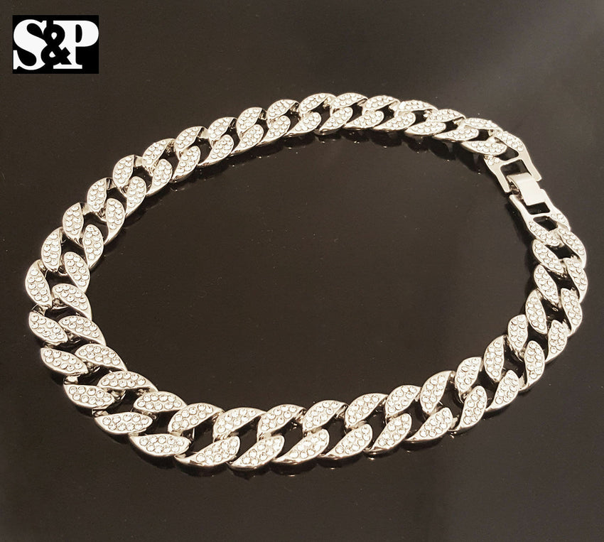 Hip Hop Quavo Full Iced Out 16",18", 24", 30" Miami Choker Cuban Link Necklace