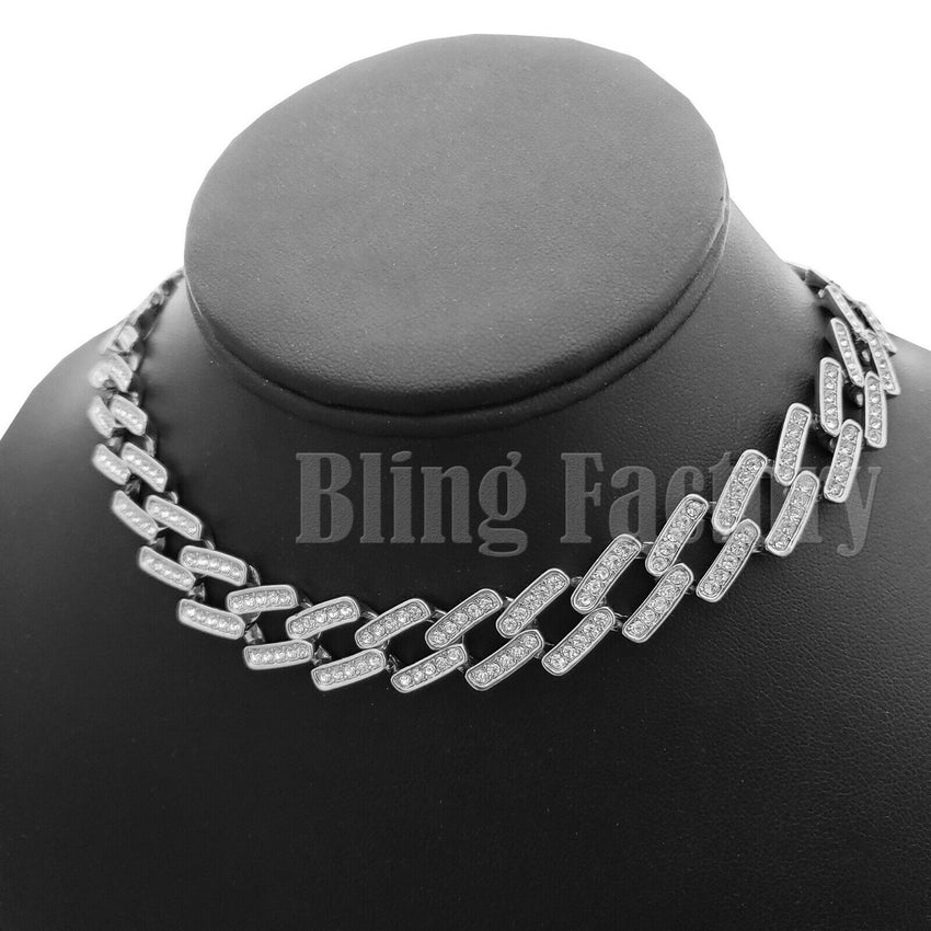 Iced Out Hip Hop Rapper's 8.5", 16",18", 20" Prong Miami Cuban Choker Necklace
