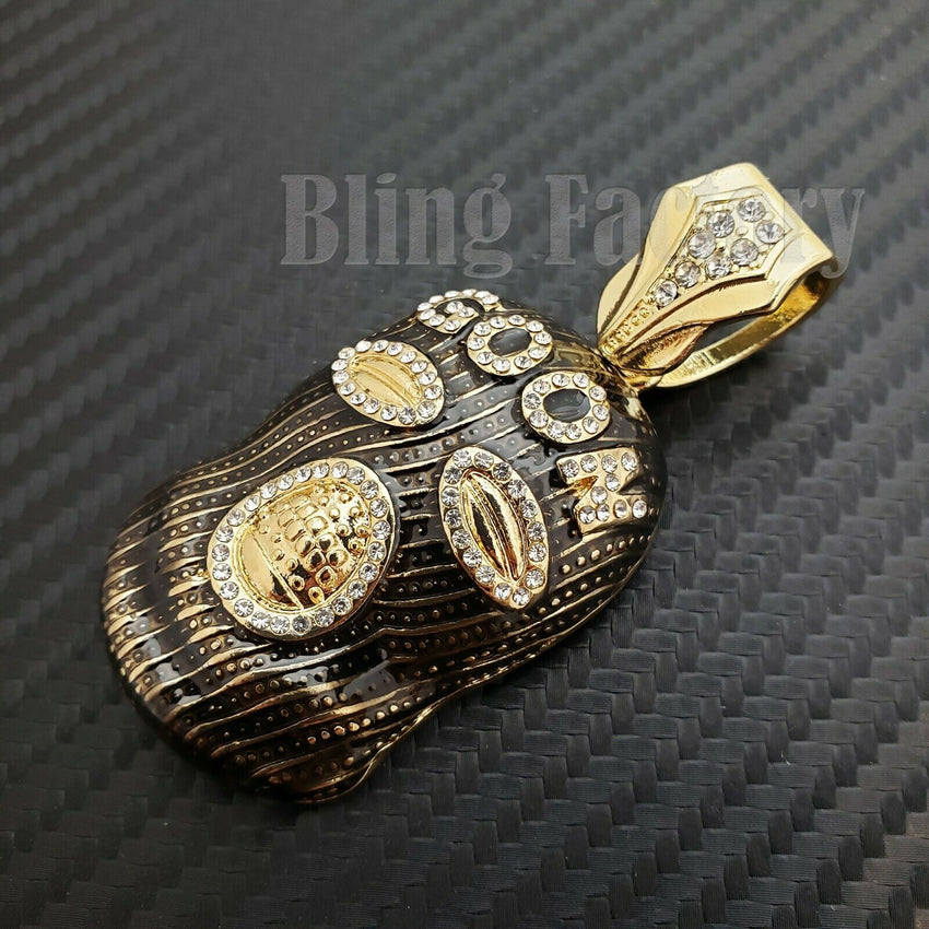 HIP HOP ICED RAPPER STYLE LAB DIAMOND GOLD PLATED MASKED GOON CHARM PENDANT